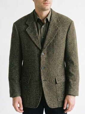 Giorgio Armani Le Collezioni Vintage Three Button Wool Blazer Size 40R Brown 80s